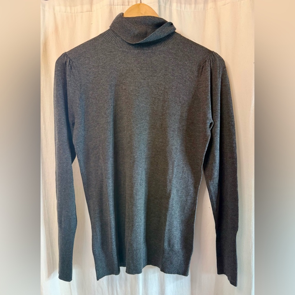 Dialogue Charcoal Turtleneck Silk/Cashmere Turtleneck Sweater